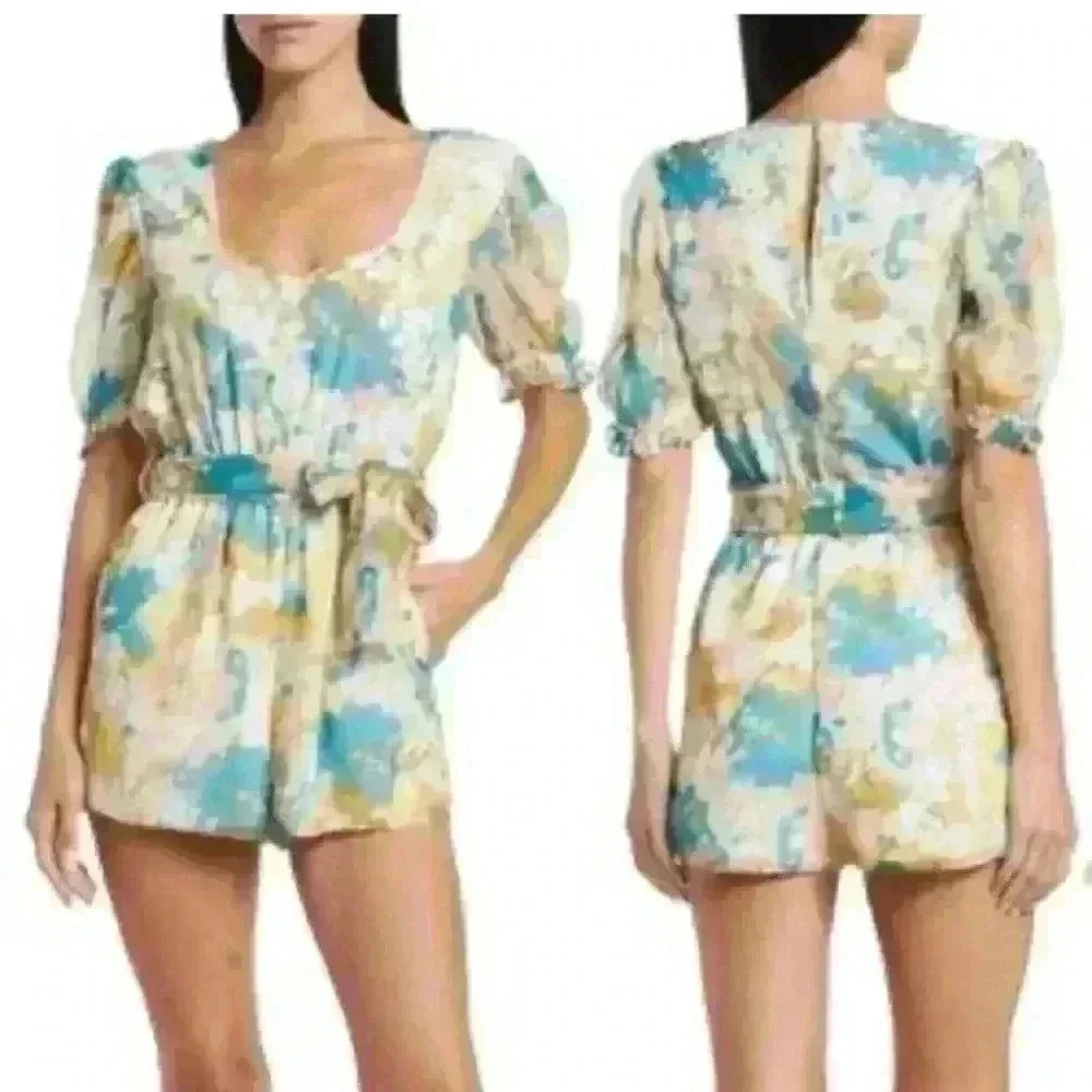 NWT Walter Baker  Floral Romper belted size medium new summer beach